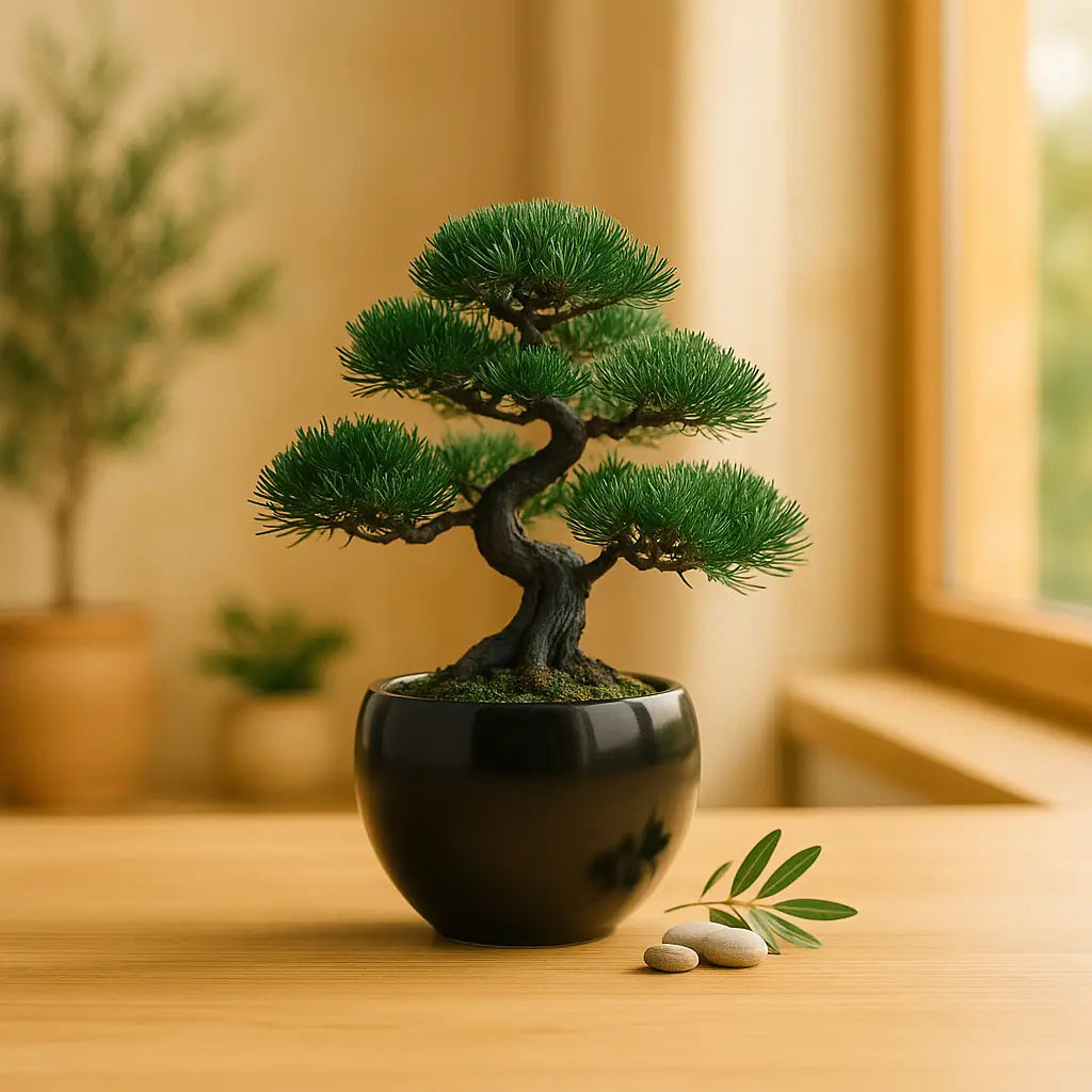 Bonsai Anzuchtset Kiefer aus dem Wurzelbox Starter Set – Bonsai für Anfänger kaufen und selber züchten, mediterraner Mini-Bonsai im Keramiktopf
