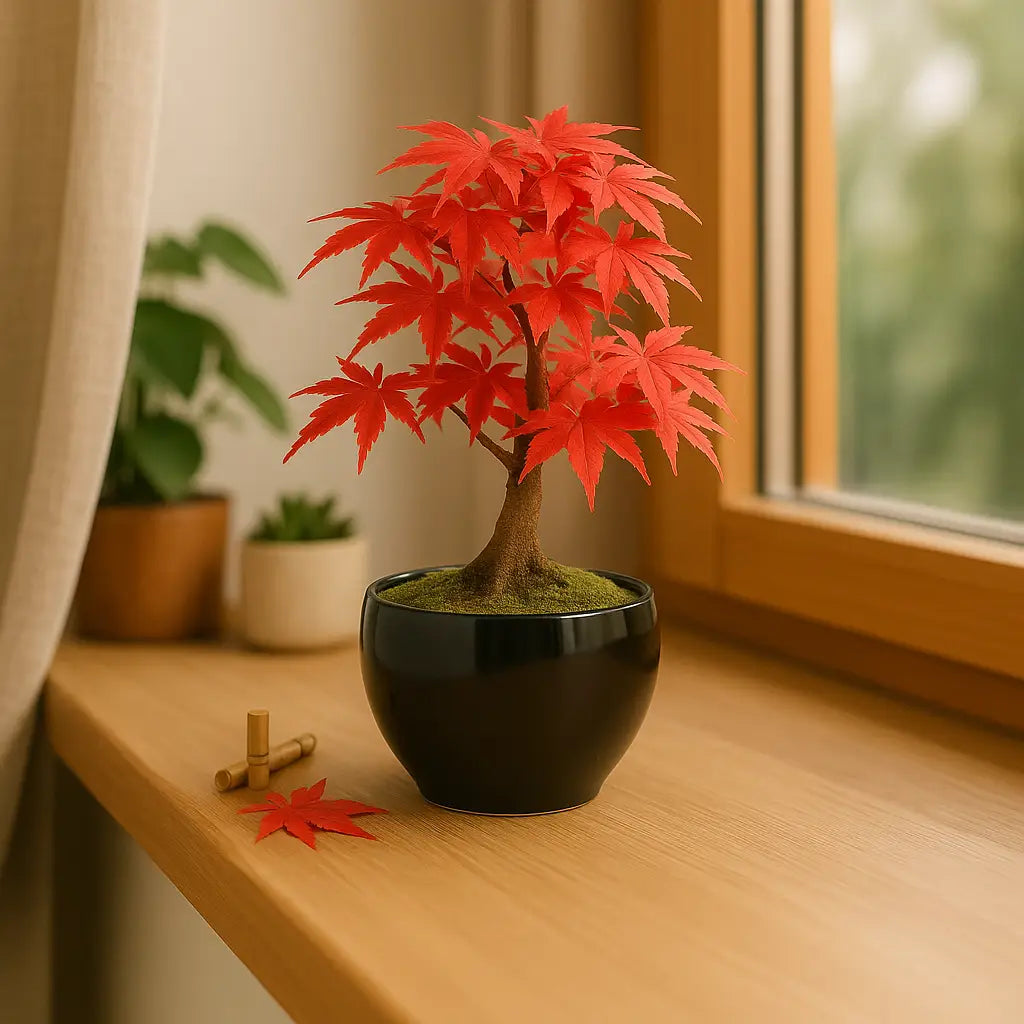 Roter Ahorn Bonsai aus dem Wurzelbox Bonsai Anzuchtset – Starter Set für Anfänger, dekorativ im japanisch inspirierten Raum
